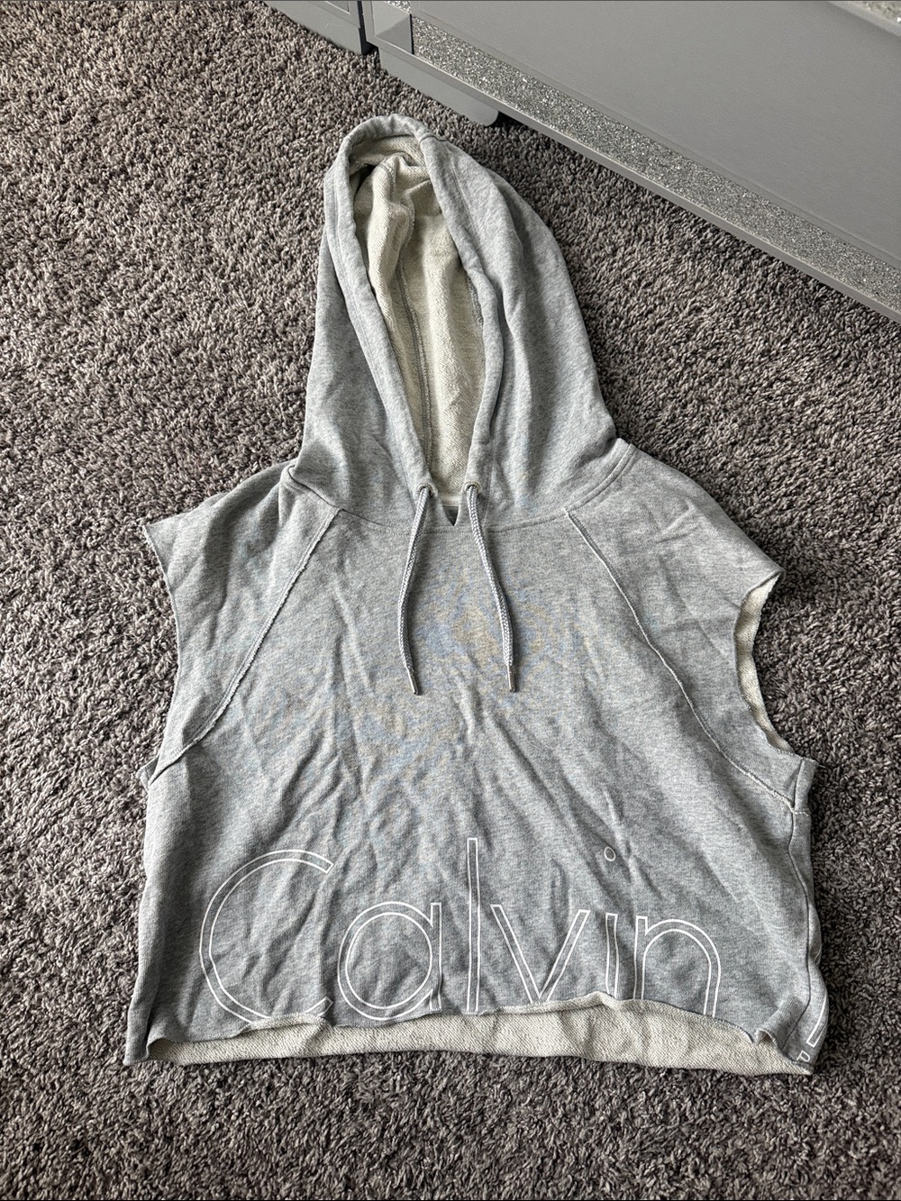 Calvin Klein Performance Gray Sleeveless Muscle Hoodie